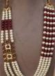 Four Layered White And Maroon Pearl Mala